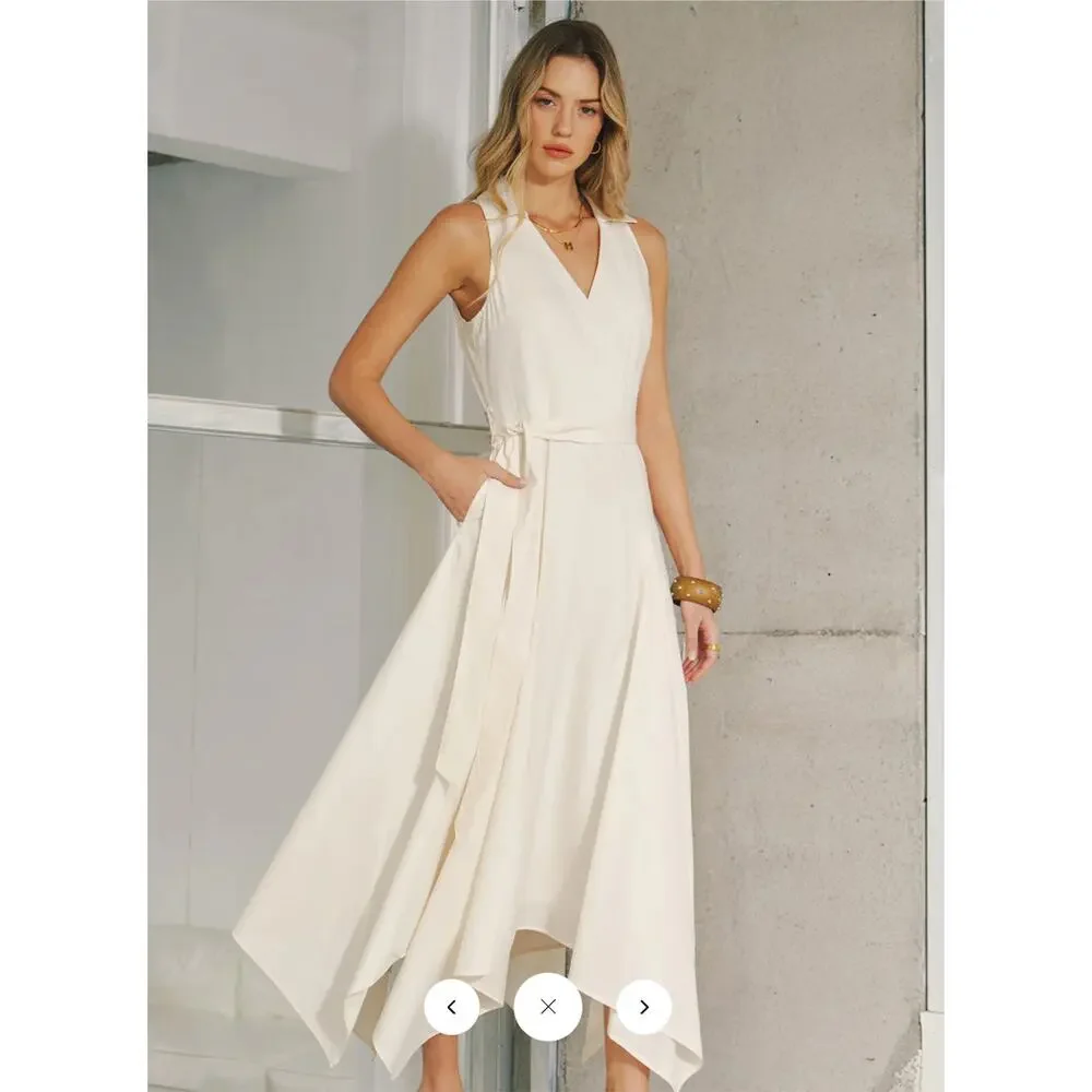 NWT Commense Pocket Detail Sleeveless Belted Maxi Dress Sz L - Picture 1 of 5